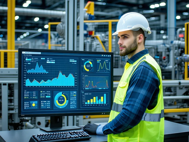 Process engineer reviewing AI-generated fault analysis on a plant floor workstation